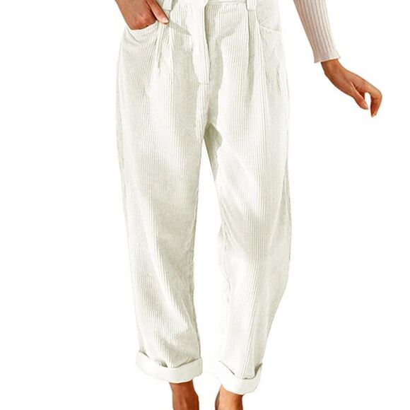 FREE PEOPLE High Rise Tapered Leg Corduroy Pleated Trouser Pants Sz 10 - Picture 1 of 4